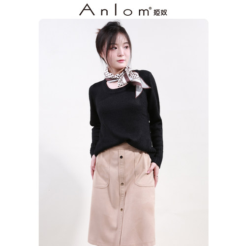 Anlom/娅奴柞蚕丝针织上衣套衫