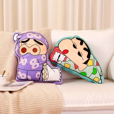 卡通蜡笔小新表情包异形抱枕毯靠垫动漫周边儿童睡觉抱枕毯子沙发