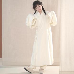 汉墨记汉服家居服双面法兰绒厚汉元素改良中衣直裰睡衣秋冬季男女