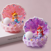 儿童diy美人鱼小夜灯材料包 益智奶油胶手工制作发光玩具生日礼物