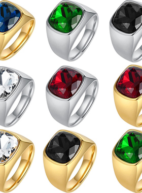 钻黑宝石戒指男女个性手饰品ring