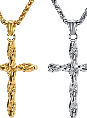 情侣对戒首饰无性别钛钢十字项链