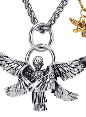 文艺复古钛钢项链护身吊坠挂件首