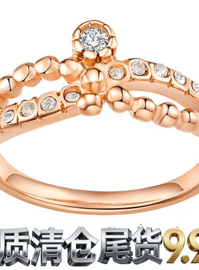 玫瑰金具镶钻女戒戒指不锈钢时尚
