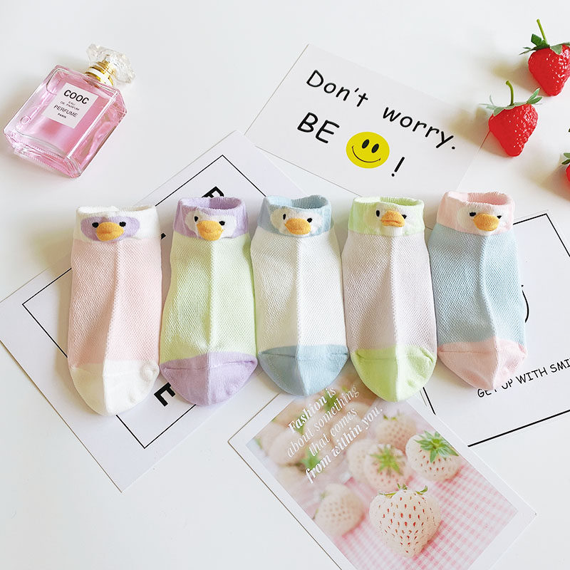 儿童袜子春夏季韩版薄棉网眼透气1-15岁女童宝宝短筒卡通学生船袜