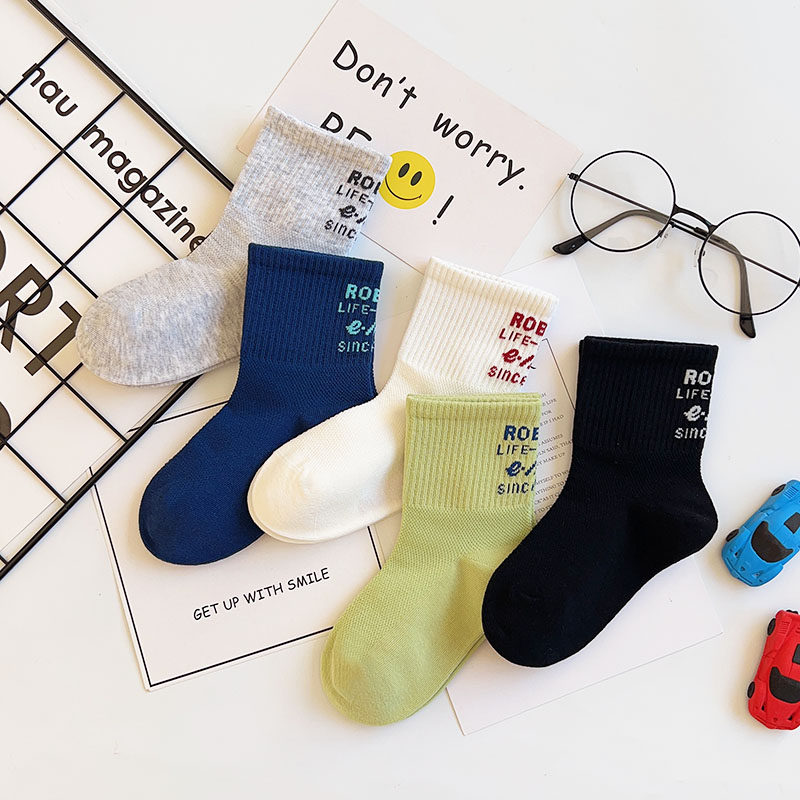 爱嘀嗒儿童袜子春夏季薄款网面韩版街舞嘻哈风字母男女童中筒潮袜