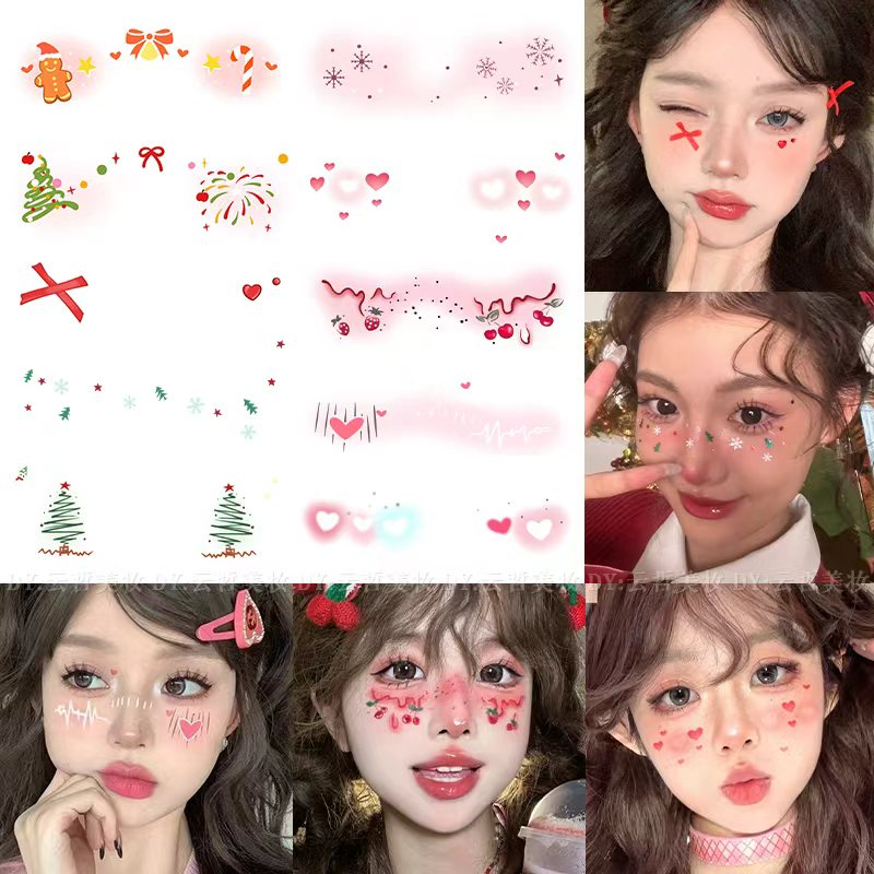 新款圣诞节妆容脸贴纹身贴纸