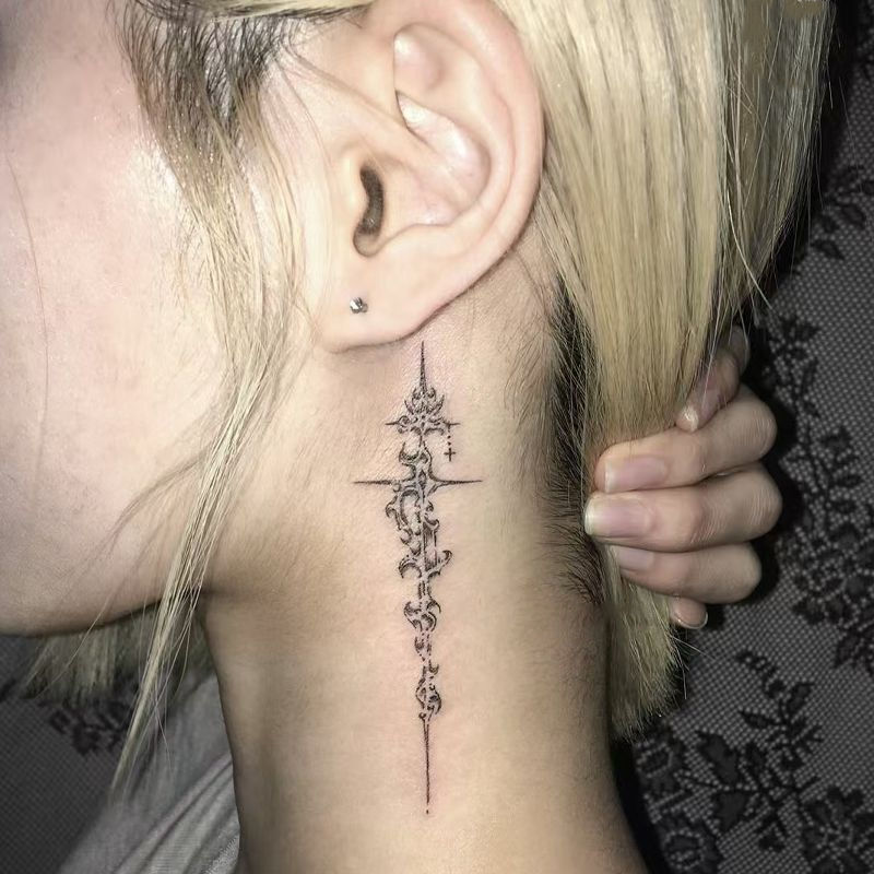 荆棘十字草本纹身贴半永久高颜值
