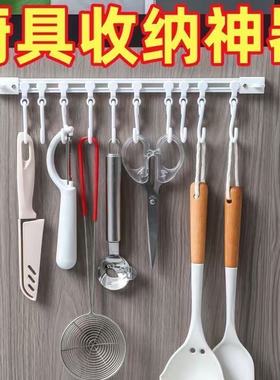 滑动挂钩厨房收纳神器门后贴粘钩排钩免打孔一排挂架强力连排