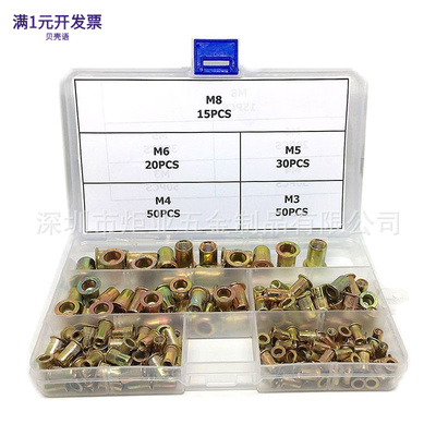 100/150/165/166PCS滚花拉帽铆螺