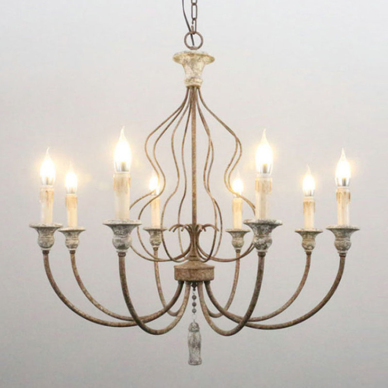 美式复古铁艺吊灯民宿客厅卧室餐厅灯具个性创意实木装饰做旧灯饰