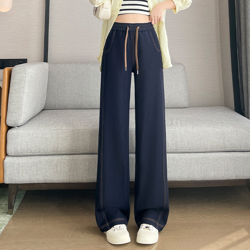 加长松紧腰牛仔阔腿裤女大码2026新款薄款窄版直筒裤子梨形身材,女装/女士精品,牛仔裤,淘宝优惠券,粉丝福利购,淘宝优惠卷