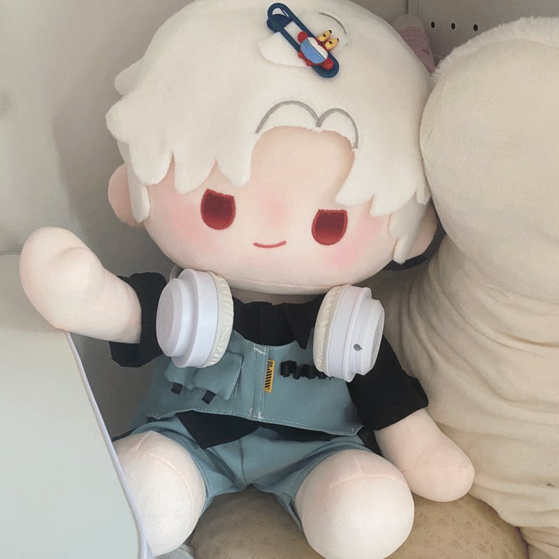 正版40CM坐姿娃衣适用恋与深空秦彻棉花娃娃衣服白色衬衫套装着替图片