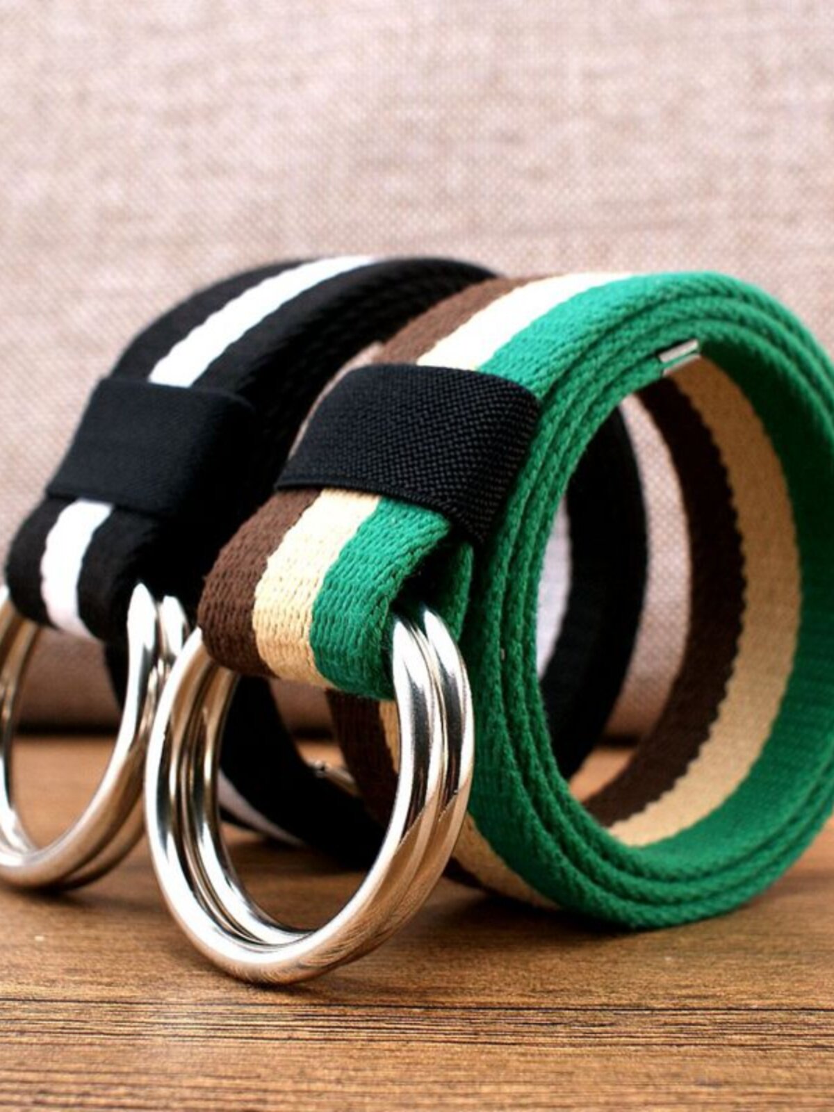 LARGE RING TACTICAL CANVAS BELT TIDE MENS AND WOMENS CARGO PANTS EXTENDED DOUBLE LOOP BUCKLE OUTDOOR TROUSERS BELT BRAIDED DECORATIVE BELT