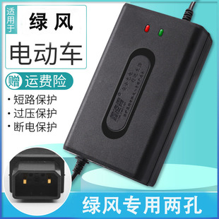 绿风电动车电瓶电车通用充电器48V12AH20AH60V72V绿风公头两孔