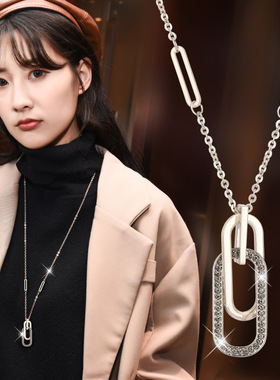 新款网红百搭双环嘻哈毛衣链潮流穿搭ins风简约项链
