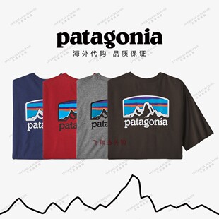 Patagonia 38501 T恤 巴塔哥尼亚雪山地平线印花户外休闲男女短袖