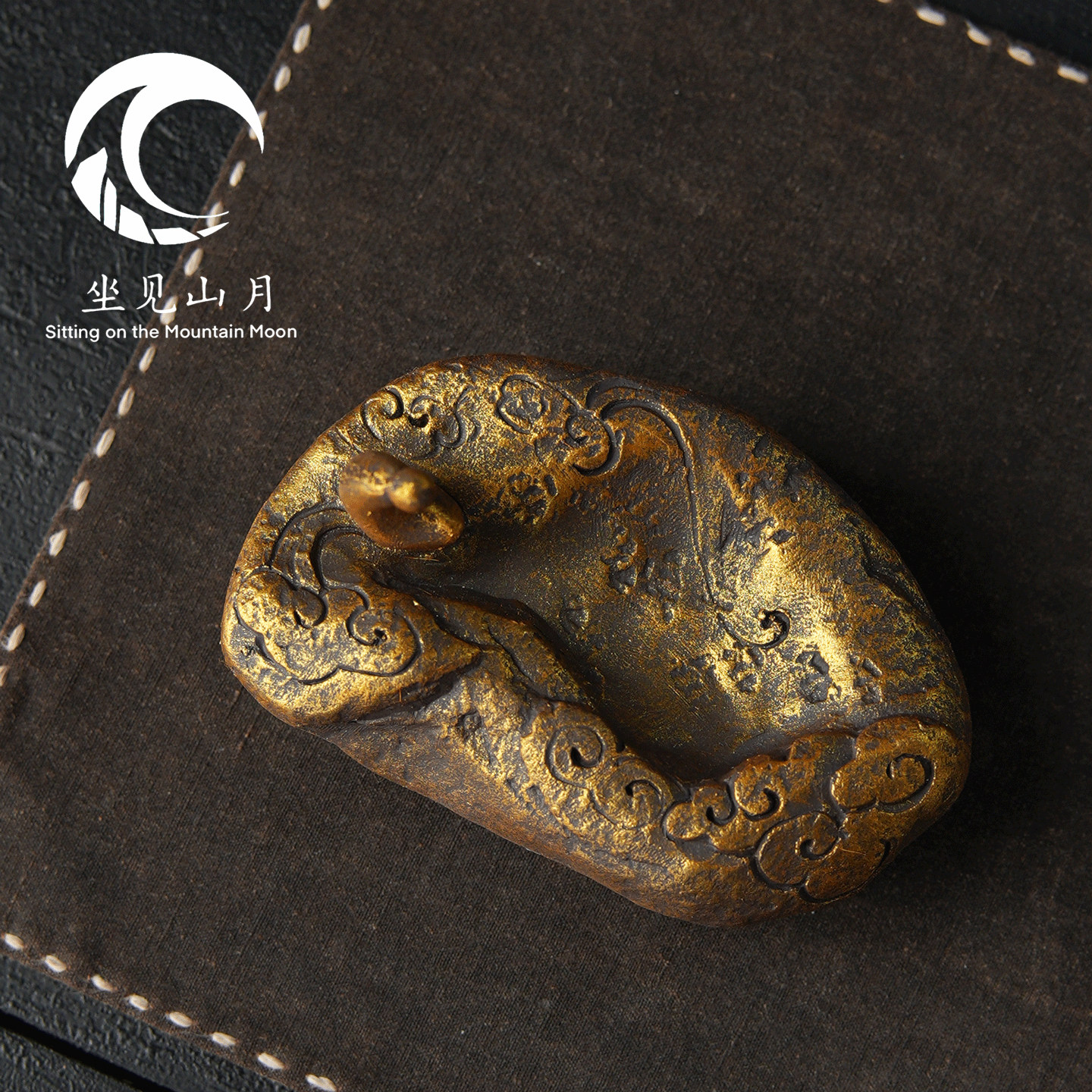 坐见山月手工篆刻祥云香座仿古铜色香插茶道配件线香卧香两用禅意,家居饰品,香托/香盘/香座/香插,淘宝优惠券,粉丝福利购,淘宝优惠卷