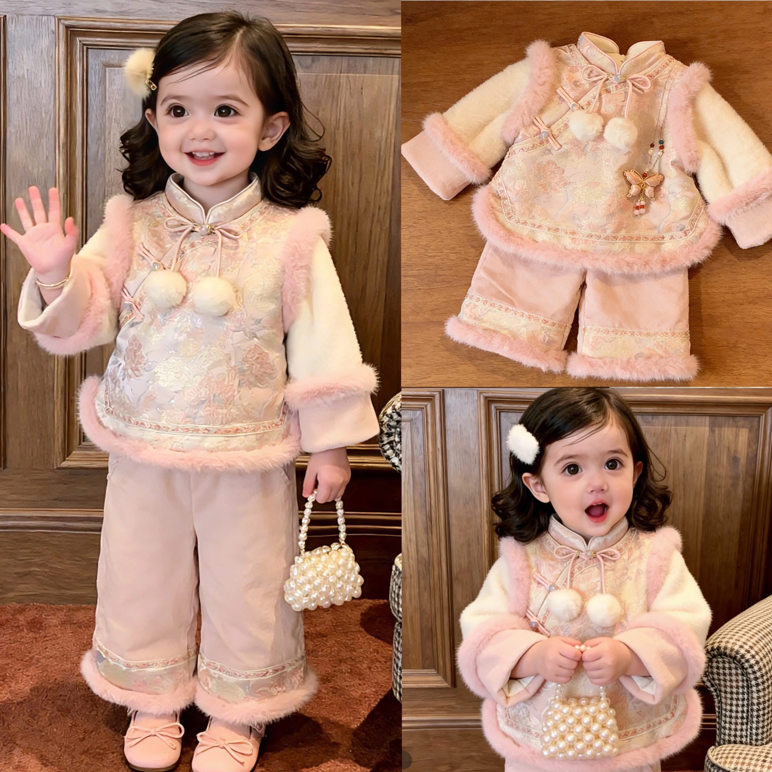 2026款小童过年衣服女宝宝新年国风两件套女童拜年服套装加绒夹棉,童装/婴儿装/亲子装,唐装,淘宝优惠券,粉丝福利购,淘宝优惠卷