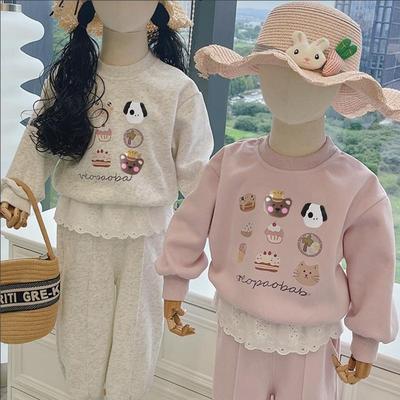 卡通纯棉两件春秋女童卫衣套装