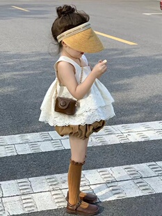 女童韩版洋气背心刺绣娃娃衫2025夏中小童女宝休闲无袖宽松上衣潮