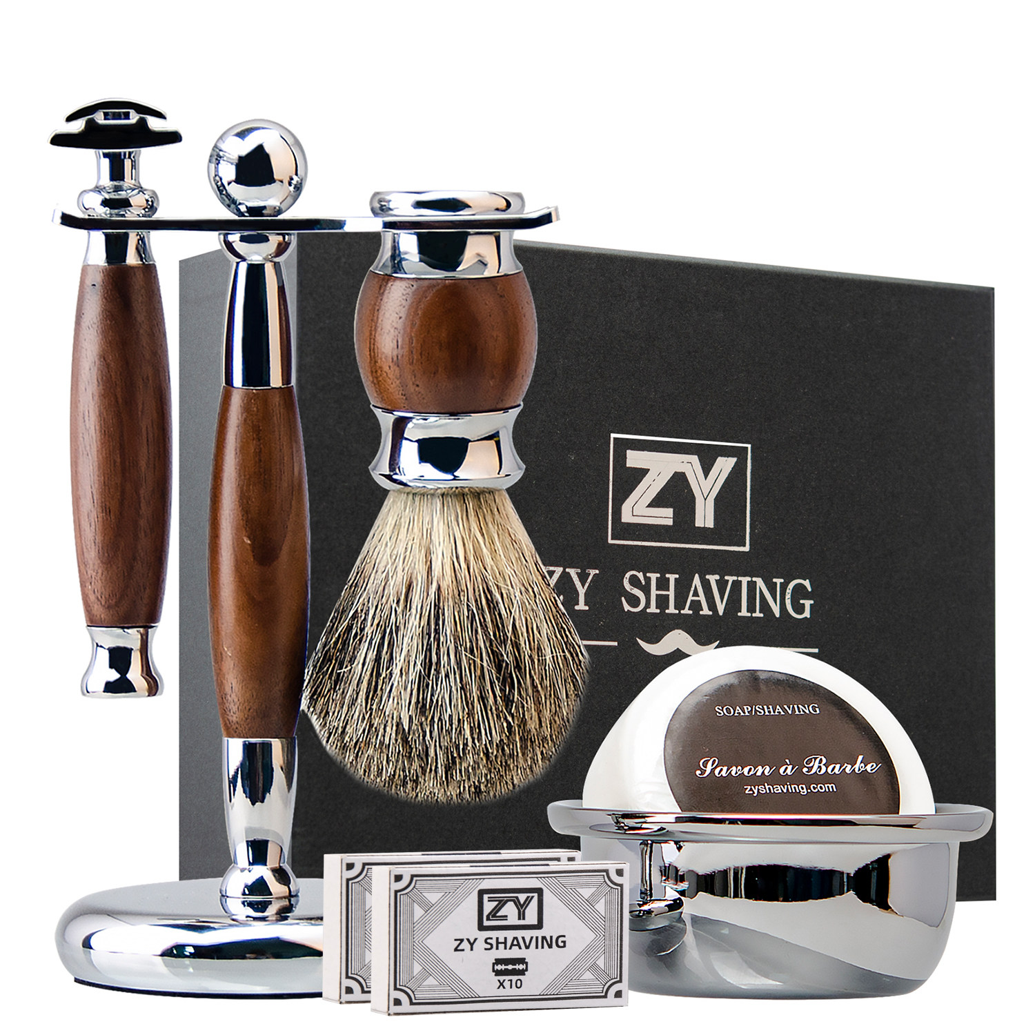 ZY进口胡桃木手动剃须刀套装双面剃刀安全剃刀老公男朋友礼物礼品,家庭/个人清洁工具,剃须刀,淘宝优惠券,粉丝福利购,淘宝优惠卷