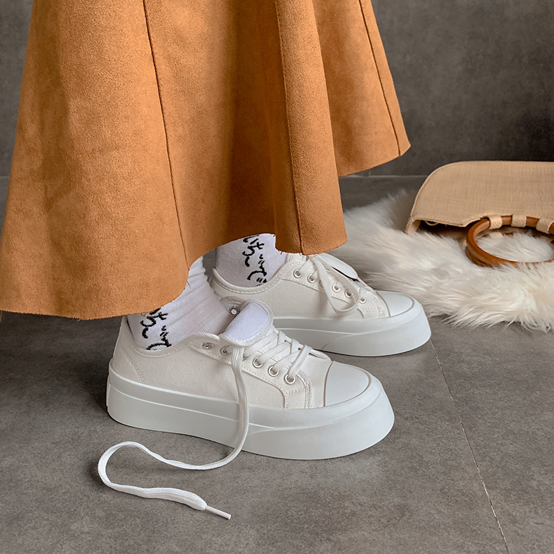 厚底百搭ins潮复古风圆头低帮鞋