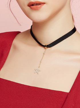 五角星气质款黑色修饰脖子吊坠