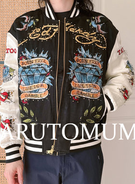小姐姐全球购ED HARDY 重工乱线刺绣虎头 棉服夹克 男款 25春Z045