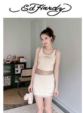 小姐姐全球购ED HARDY水钻logo 针织  弹力背心 女款24冬Z04
