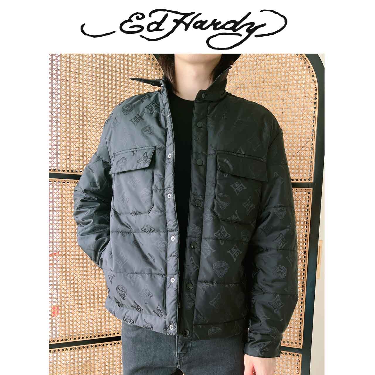 小姐姐全球购ED HARDY 低调暗纹老花  棉服夹克外套 男款24冬Z045