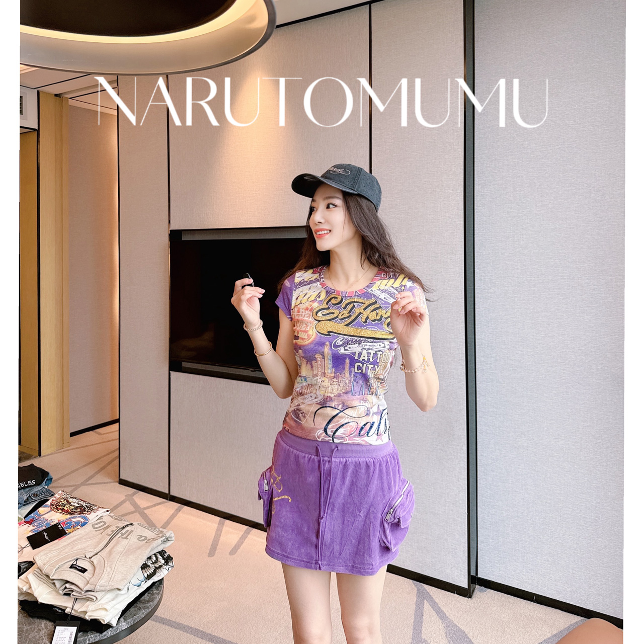 小姐姐全球购ED HARDY 水钻logo 满身印花 短袖T恤 女款 26春02