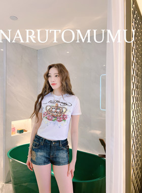 小姐姐全球购ED HARDY 复古刺青皇冠水钻 短袖T恤 女款 24夏Z045