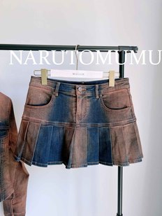 女款 小姐姐全球购ED 牛仔百褶裙裤 水钻logo晕染 24秋Z04 HARDY