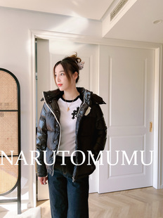 小姐姐全球购ED HARDY 经典 暗纹老花pu虎羽绒服外套女款23冬Z035