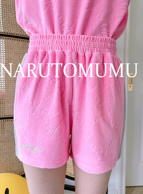 小姐姐全球购ED HARDY 全满钻超闪暗纹logo 毛巾短裤 女款23夏Z04