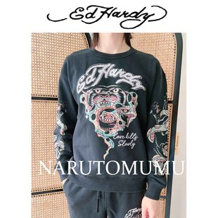 小姐姐全球购ED HARDY 猎豹眼镜蛇水钻印花 卫衣 男款24冬Z045