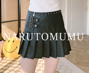 女款 小姐姐全球购ED 皮裙 帅气百褶 23春Z04 HARDY