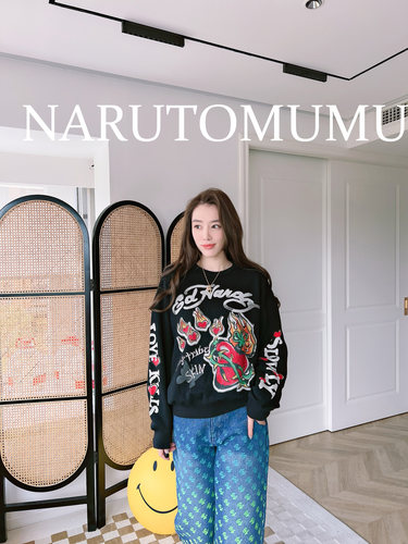 小姐姐全球购ED HARDY 水钻刺青涂鸦印花 套头卫衣 女款24春Z04
