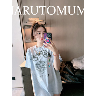 小姐姐全球购ED HARDY 做旧复古海报 虎头 宽松大T恤 女款25夏Z04