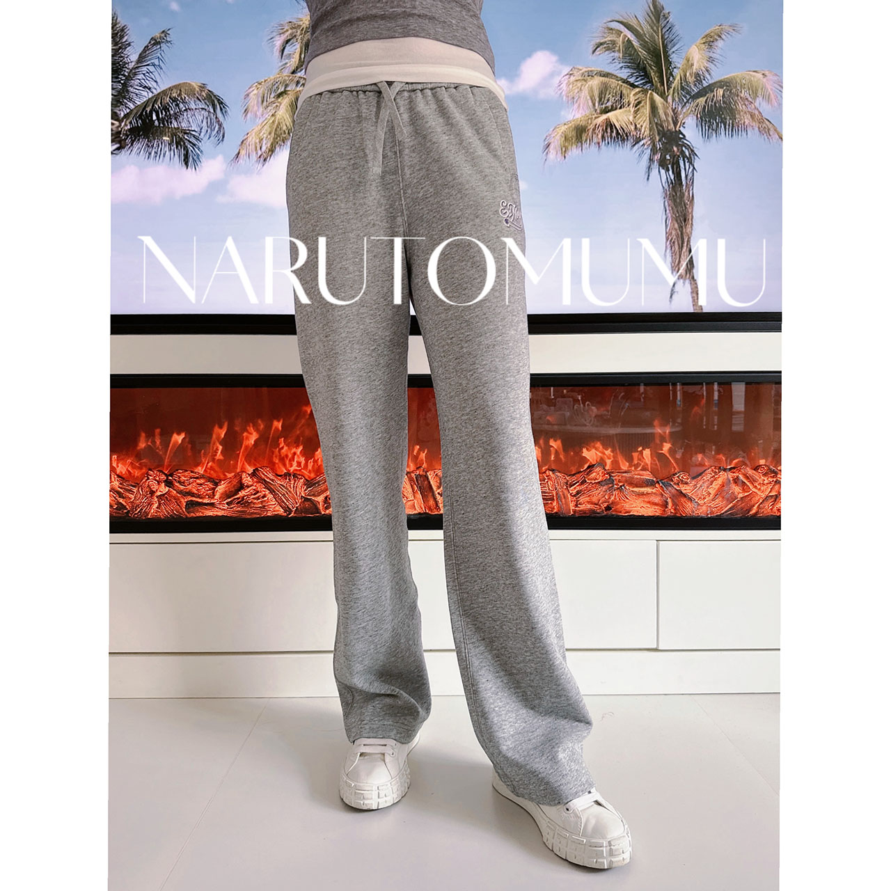 小姐姐全球购ED HARDY 极简刺绣拼贴 logo 阔腿裤 女款 26春01