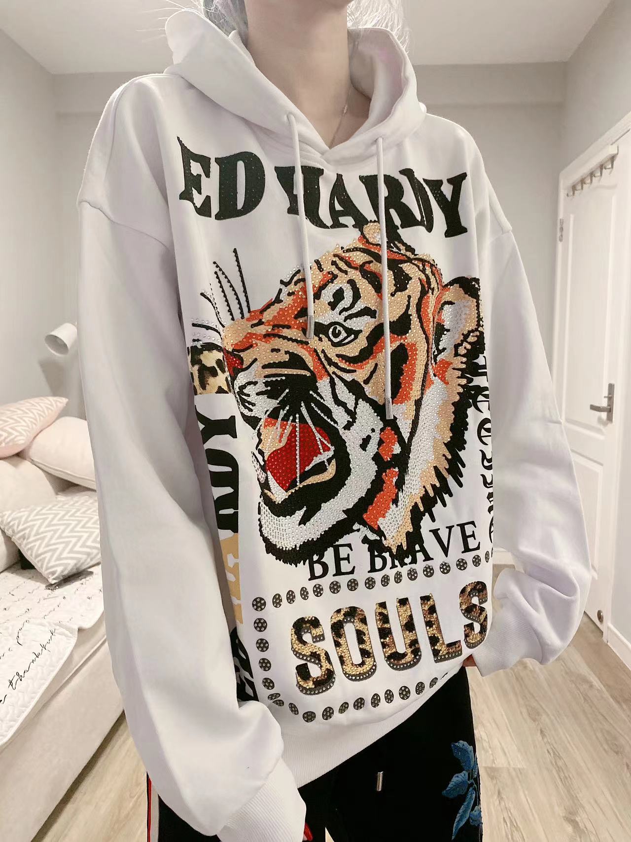 小姐姐全球购ED HARDY 满钻 虎头印花 帽衫卫衣 男款20冬