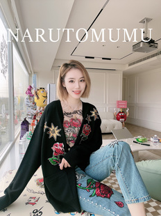 女款 小姐姐全球购ED 针织开衫 水钻超重工花卉拼贴 23春Z04 HARDY