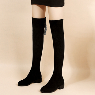 粗跟过膝靴长靴女2026秋冬高跟新款长筒靴长统黑色瘦瘦靴高筒靴子