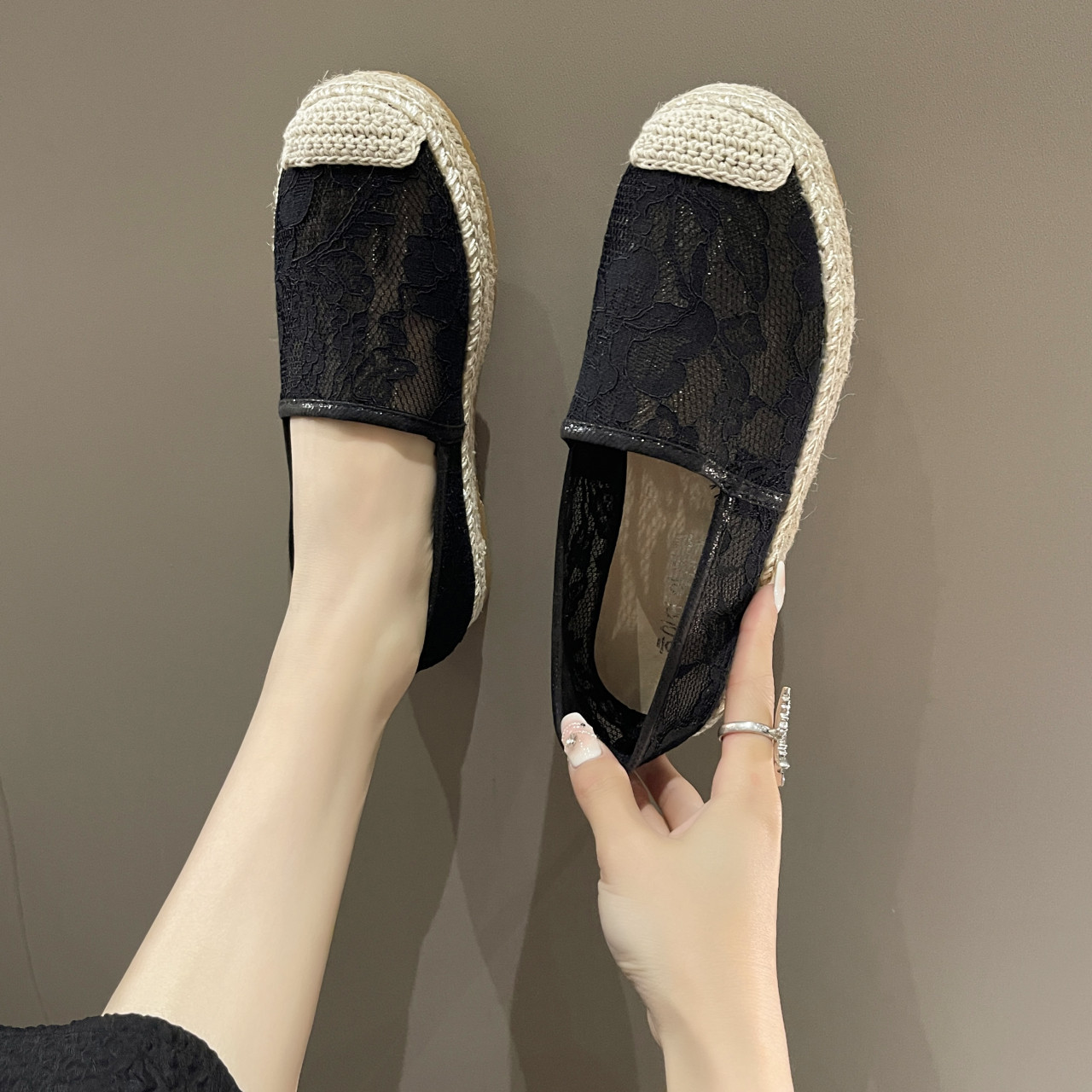 小香风渔夫鞋女2024夏季新款懒人一脚蹬女鞋休闲鞋网面透气女单鞋