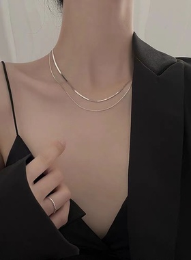 层叠戴蛇骨链项链女ins嘻哈冷淡风锁骨链小众设计感颈链配饰品