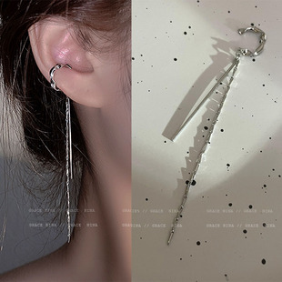 显脸瘦长款流苏耳骨夹简约冷淡风耳夹女无耳洞耳环耳饰2023年新款