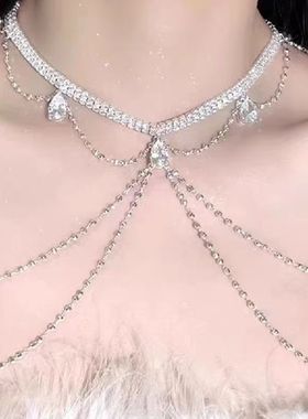 身体链肩链肩饰品胸链异域风锁骨链性感亮片高级感项链女