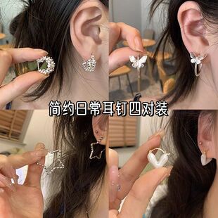 甜酷风银色耳扣简约几何耳环韩系ins风C型金色耳饰高级感百搭耳钉