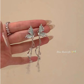 长款 蝴蝶梦境 流苏耳环女高级感独特小众设计耳坠耳饰 蜜桃茶